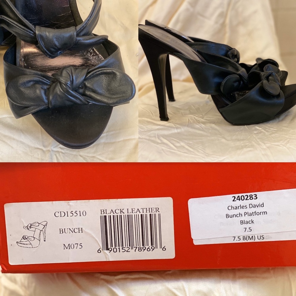 CHARLES DAVID ‘Bunch’ Black Leather Platform Heels